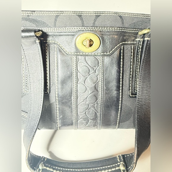 COACH Black Hampton Caryall Signature C Satchel Bag - Picture 2 of 12